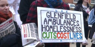 Protesters Lobby Leicester City Council against cuts Protesters Lobby Leicester City Council against cuts