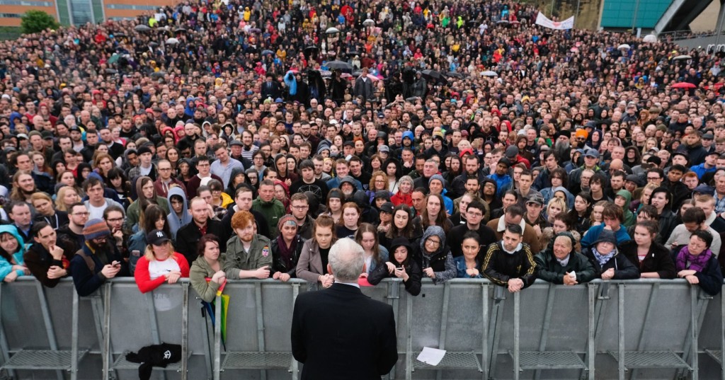 Corbyn speaking in Gateshead